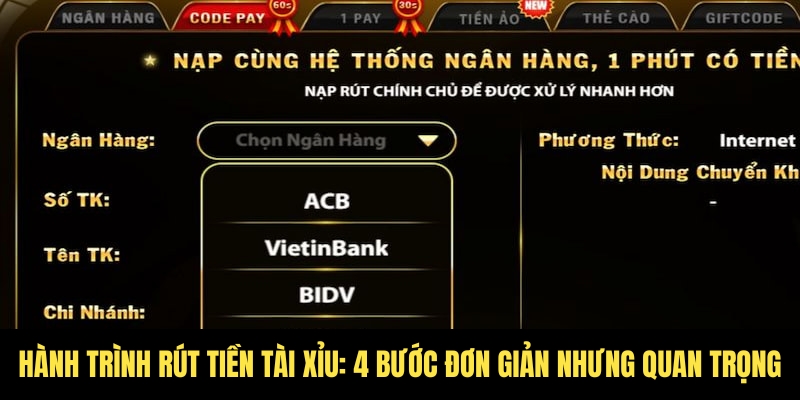 Rút tiền Tài Xỉu - Lộc lá về liền tay, rinh ngay quà lớn 3 Các bước rút tiền cơ bản tại Tài Xỉu cho bet thủ